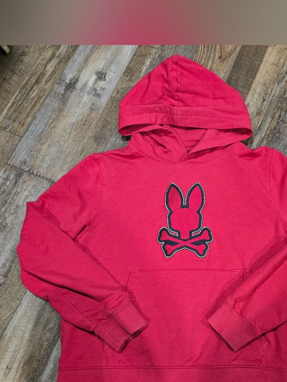 Psycho Bunny Kid's Red Logo Hoodie Sweatshirt Size Medium 10/12 Embroidered